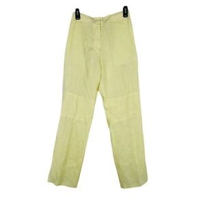 MARNI Womens Linen Straight Leg Pleated Pants Yellow Lagenlook Resort Size 40‎